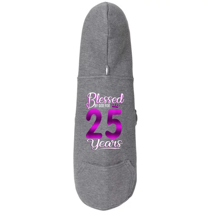 Blessed by God for 25 Years Old 25th Birthday Present Gifts Crown Doggie 3-End Fleece Hoodie