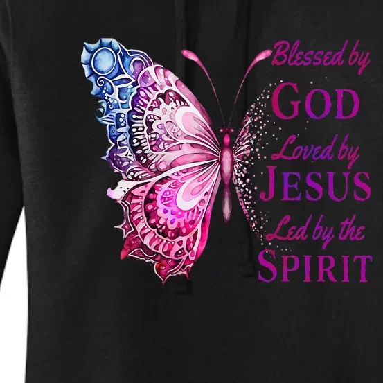 Blessed By God Loved By Jesus Butterfly Christian Women's Pullover Hoodie