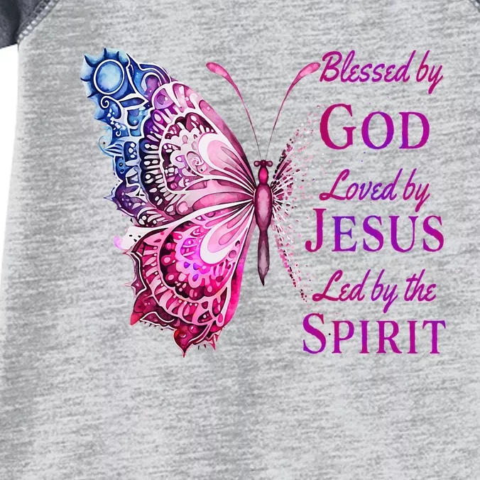 Blessed By God Loved By Jesus Butterfly Christian Infant Baby Jersey Bodysuit