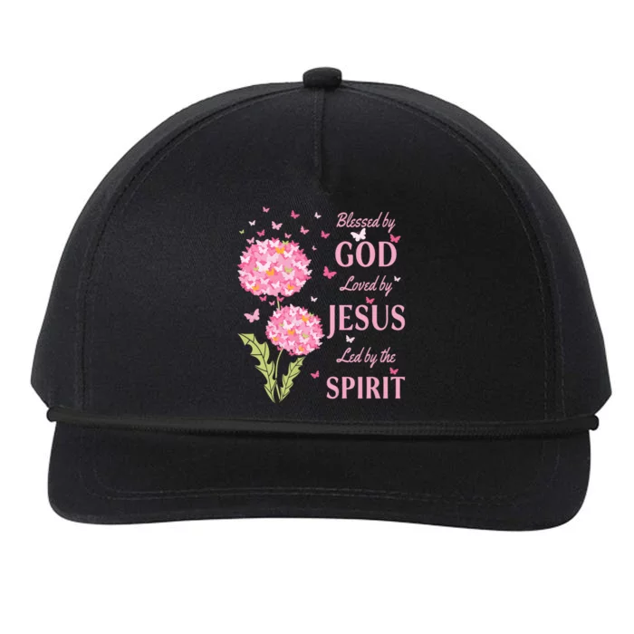 Blessed By God Loved By Jesus Butterfly Dandelion Snapback Five-Panel Rope Hat