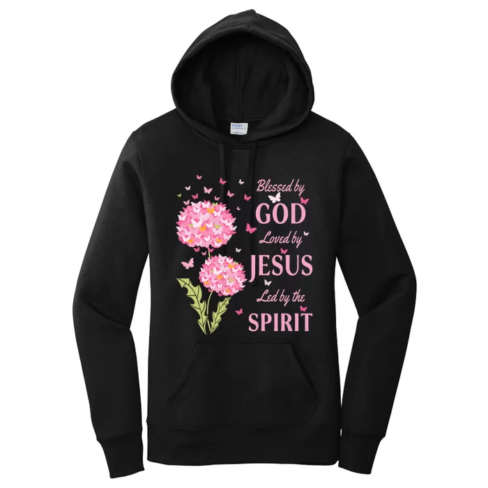 Blessed By God Loved By Jesus Butterfly Dandelion Women's Pullover Hoodie