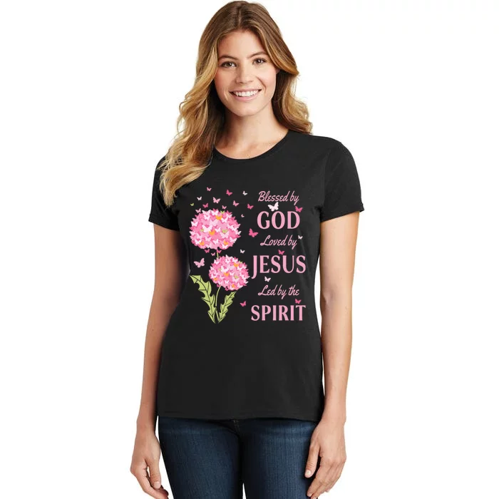 Blessed By God Loved By Jesus Butterfly Dandelion Women's T-Shirt