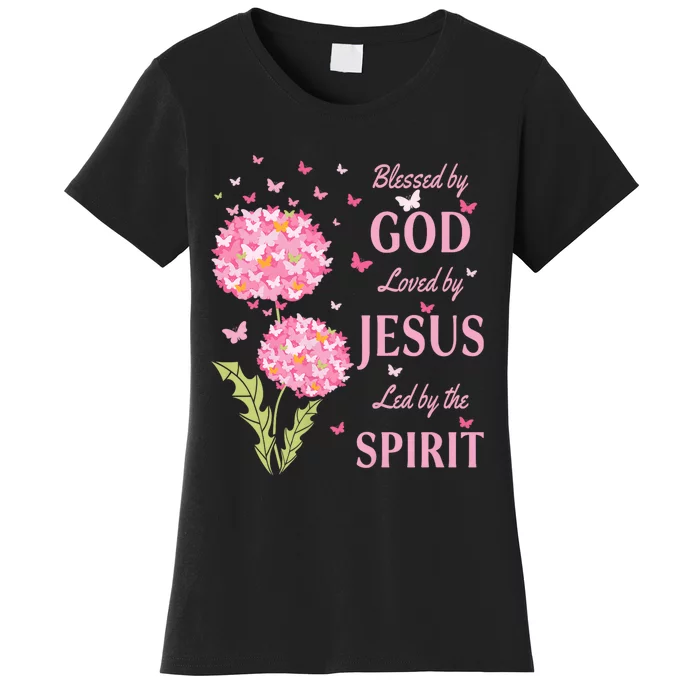 Blessed By God Loved By Jesus Butterfly Dandelion Women's T-Shirt