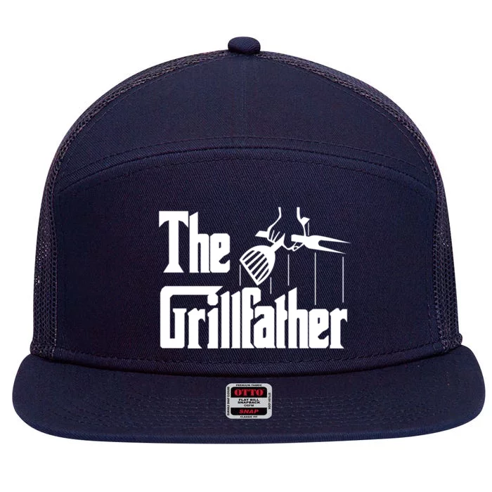 Bbq Barbecue Grilling Funny The Grillfather Gift 7 Panel Mesh Trucker Snapback Hat