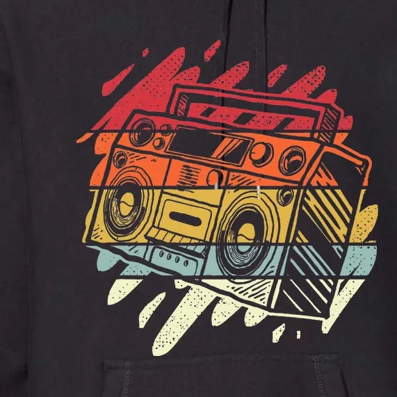 Boom Box Ghetto Blaster Radio Retro 80S 90S Hip Hop Rap Premium Hoodie