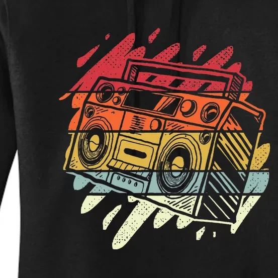 Boom Box Ghetto Blaster Radio Retro 80S 90S Hip Hop Rap Women's Pullover Hoodie