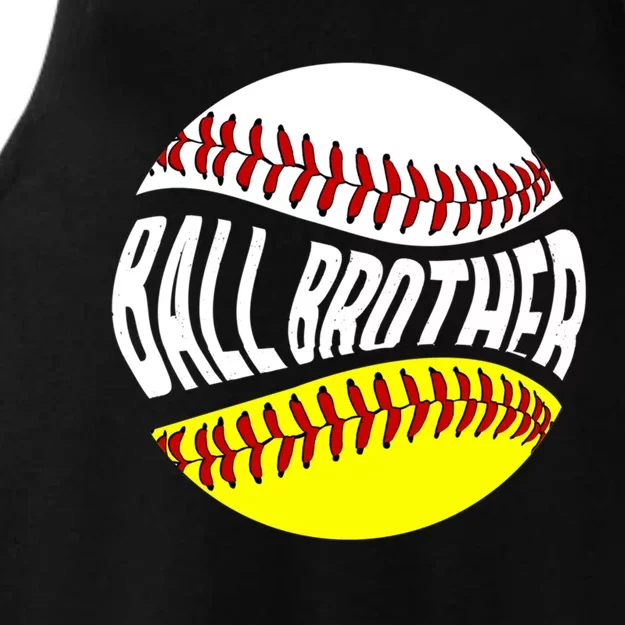 Ball Brother Groovy Baseball Softball Brother Gift Ladies Tri-Blend Wicking Tank