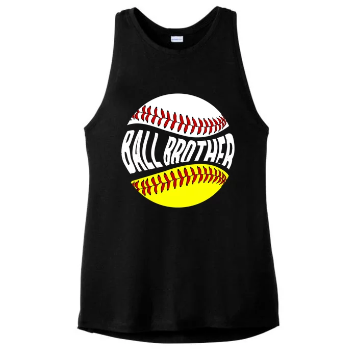 Ball Brother Groovy Baseball Softball Brother Gift Ladies Tri-Blend Wicking Tank