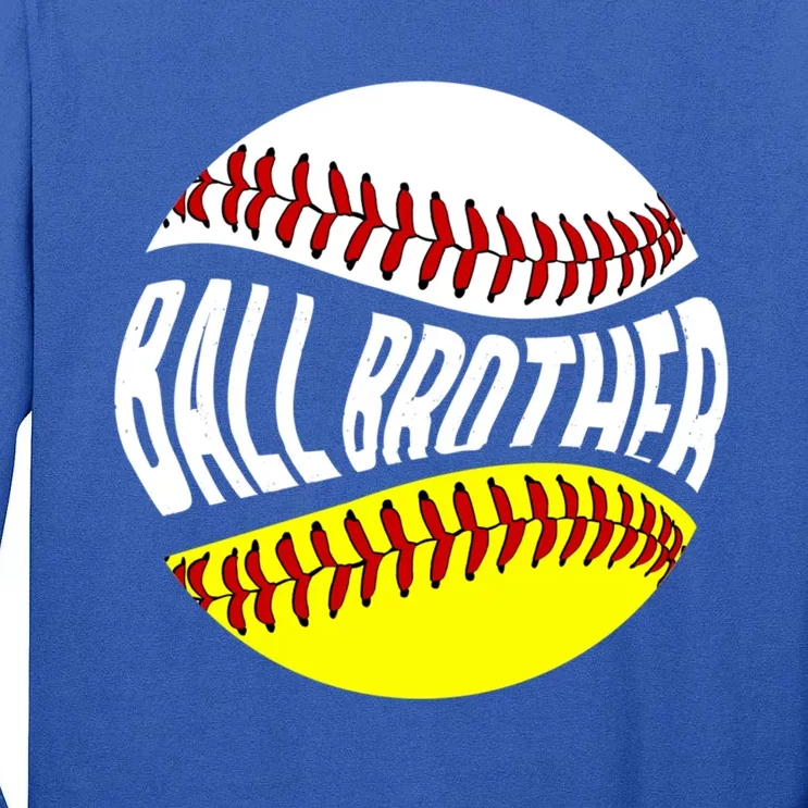 Ball Brother Groovy Baseball Softball Brother Gift Tall Long Sleeve T-Shirt