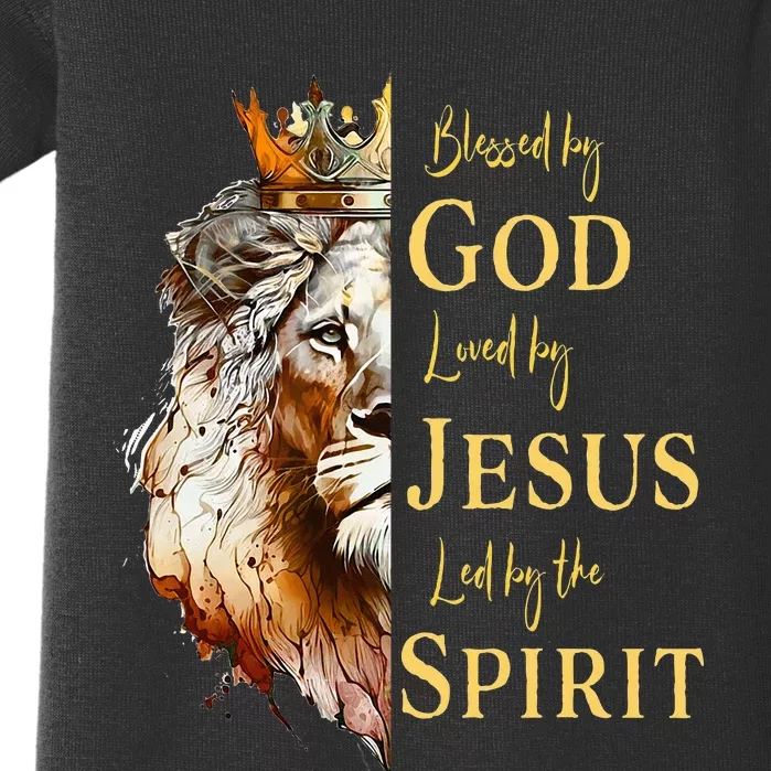 Blessed By God Loved By Jesus Lion Baby Bodysuit