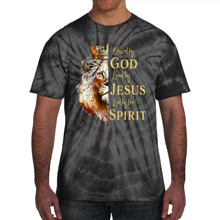 Blessed By God Loved By Jesus Lion Tie-Dye T-Shirt