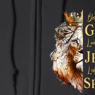 Blessed By God Loved By Jesus Lion Full Zip Hoodie