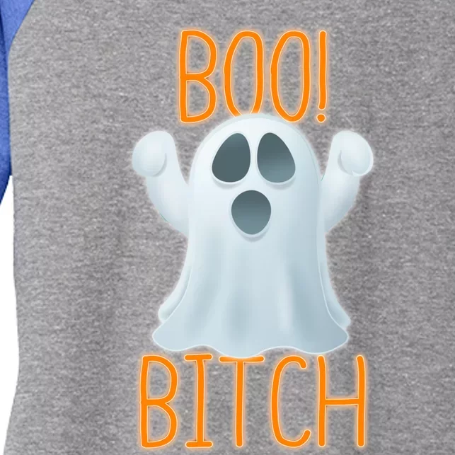 Boo Bitch Ghost Puns Halloween Humor Top Gift Women's Tri-Blend 3/4-Sleeve Raglan Shirt