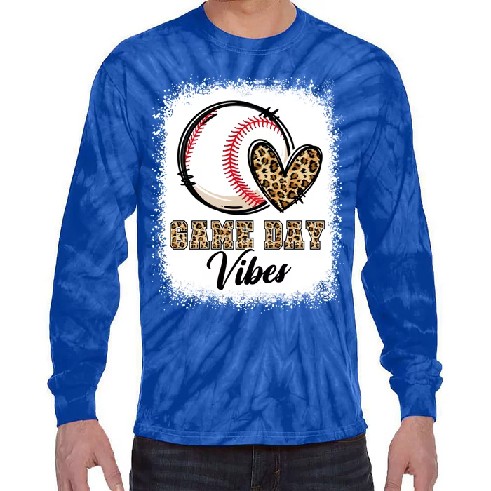 Bleached Baseball Game Day Vibes Baseball Mom Game Day Meaningful Gift Tie-Dye Long Sleeve Shirt