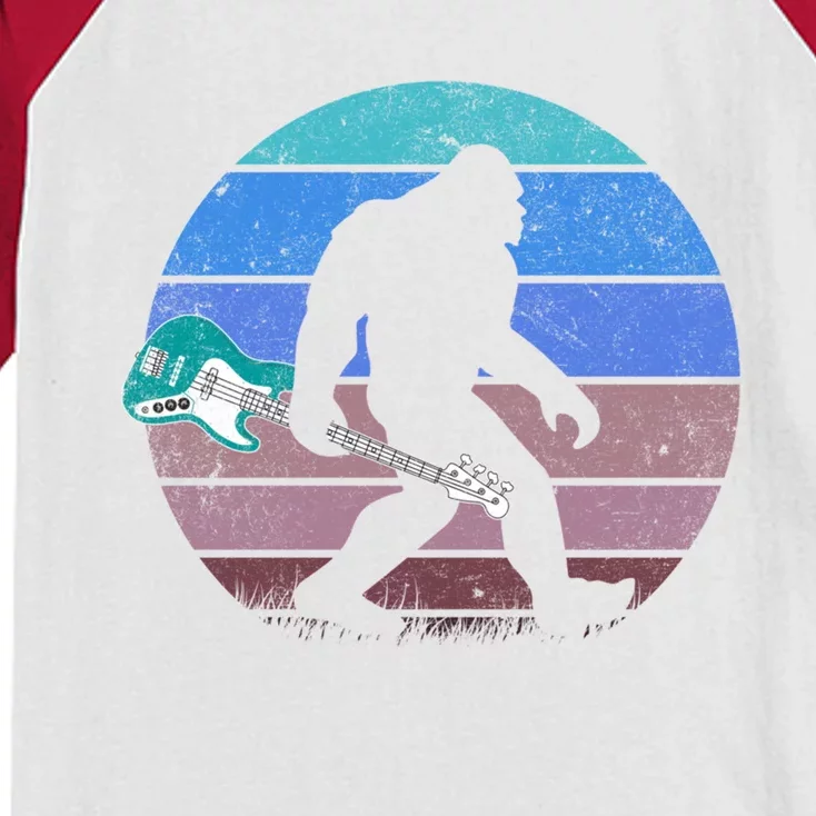 Bigfoot Bass Guitar Sasquatch Player Bassist Music Guitarist Gift Kids Colorblock Raglan Jersey