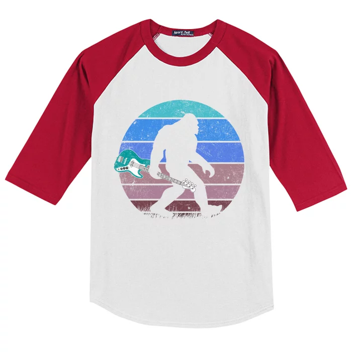 Bigfoot Bass Guitar Sasquatch Player Bassist Music Guitarist Gift Kids Colorblock Raglan Jersey