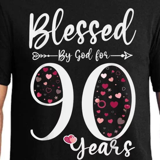 Blessed by God For 90 Years Old 90th Birthday Gift For Wo Pajama Set