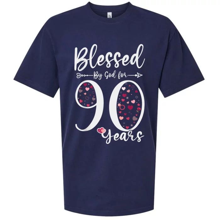 Blessed by God For 90 Years Old 90th Birthday Gift For Wo Sueded Cloud Jersey T-Shirt