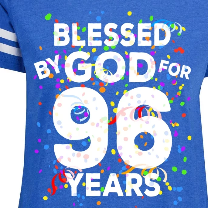 Blessed By God For 96 Years Gift Happy 96th Birthday Gift Enza Ladies Jersey Football T-Shirt