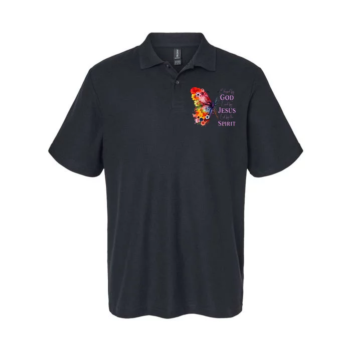 Blessed By God Loved By Jesus Butterfly Softstyle Adult Sport Polo