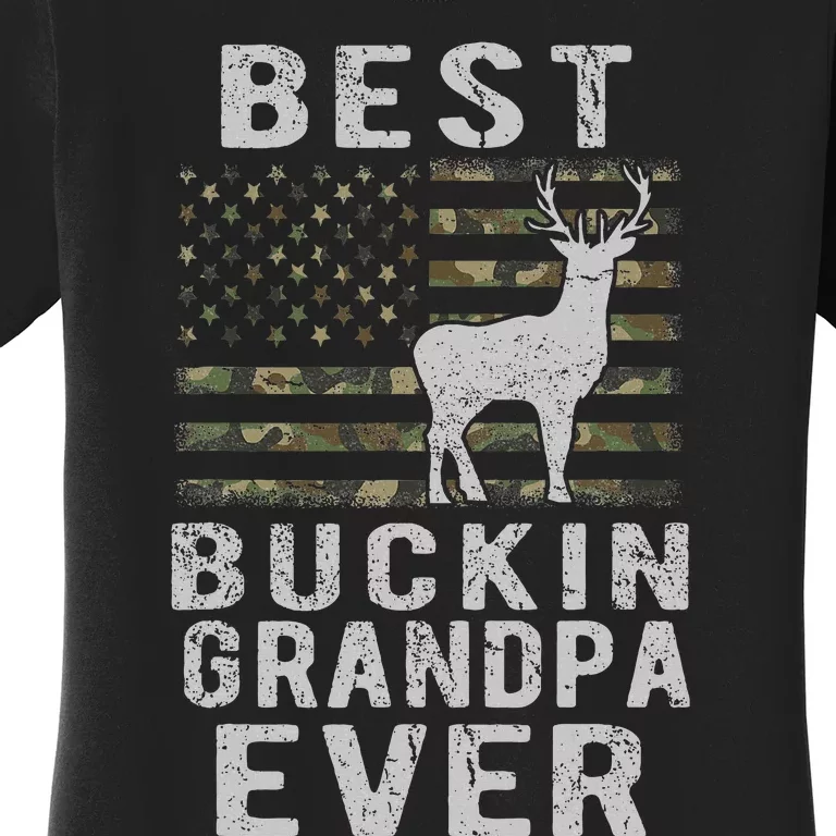 Best Bucking Grandpa Ever Camouflage US Flag Deer Hunting Women's T-Shirt