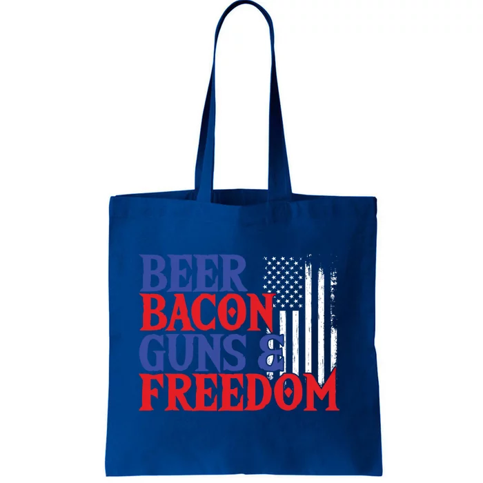 Beer Bacon Gun Freedom American Flag Usa Country Gift Tote Bag