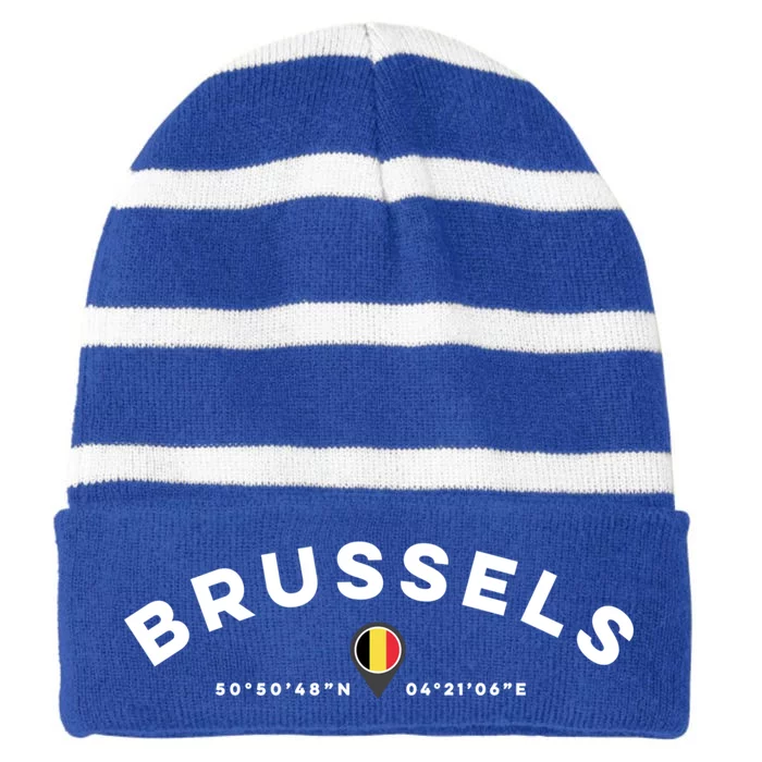 Brussels Belgium Gift Striped Beanie with Solid Band