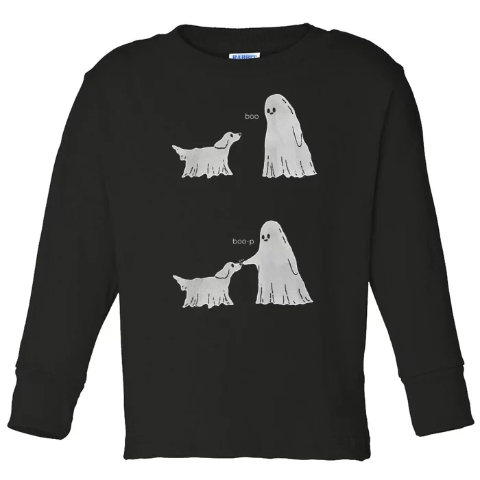 Boo Boop Ghost Dog Halloween Toddler Long Sleeve Shirt