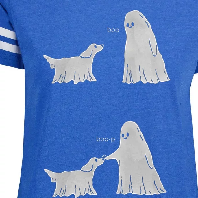 Boo Boop Ghost Dog Halloween Enza Ladies Jersey Football T-Shirt