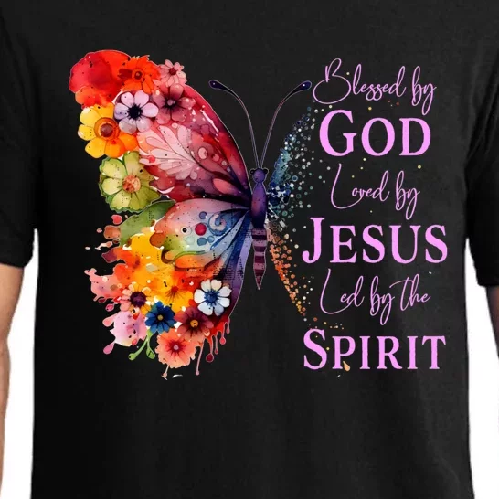 Blessed By God Loved By Jesus Butterfly Pajama Set