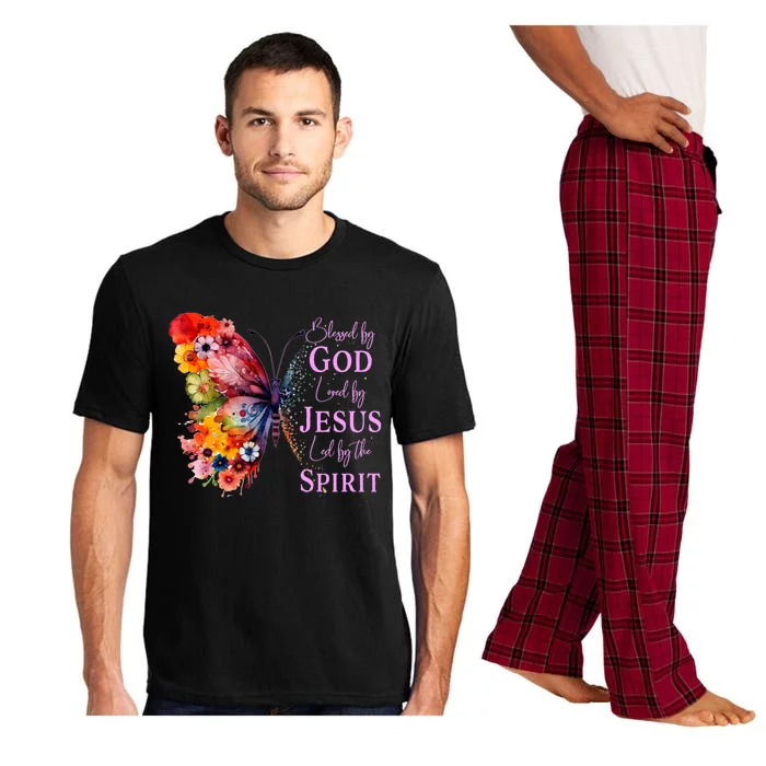 Blessed By God Loved By Jesus Butterfly Pajama Set