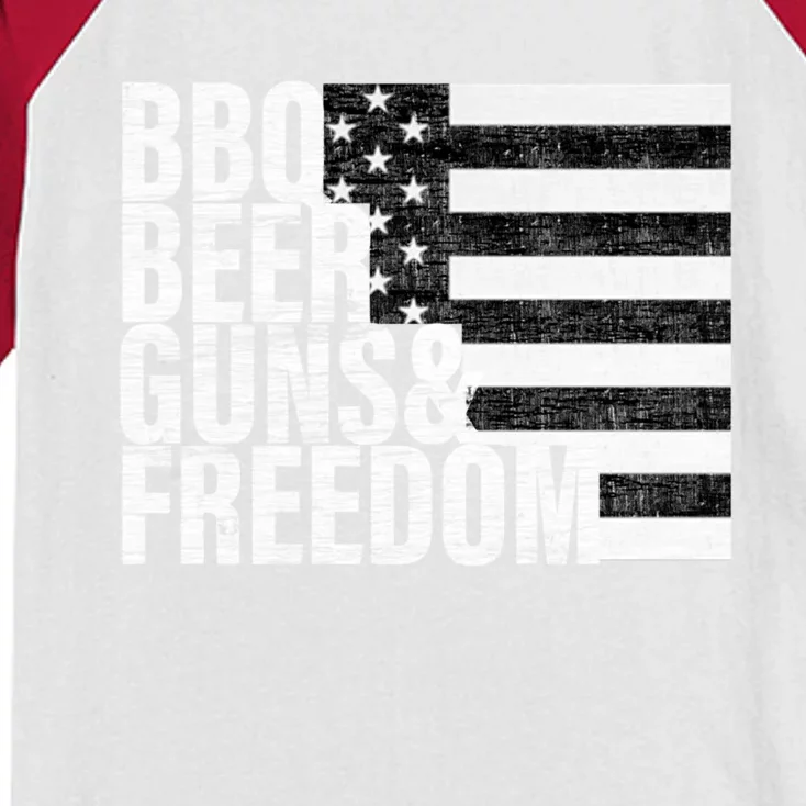 Bbq Beer Guns And Freedom Funny Gift Kids Colorblock Raglan Jersey