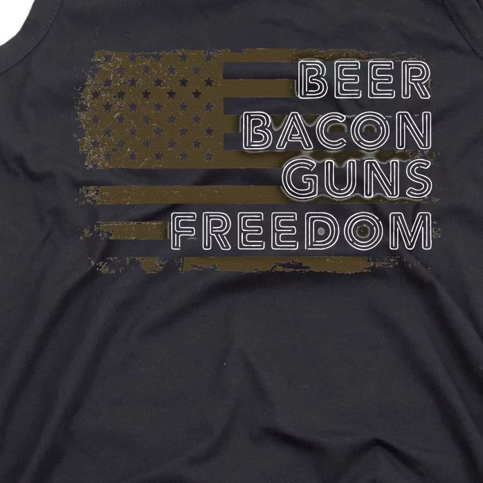 Beer Bacon Guns Freedom US American Flag Patriotic Gun Lover Tank Top