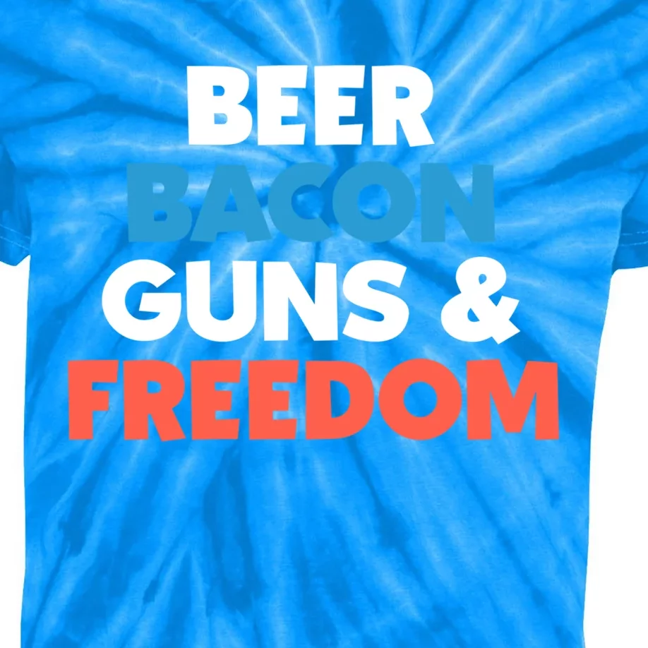 Beer Bacon Guns And Freedom Gift Patriotic America Gift Kids Tie-Dye T-Shirt