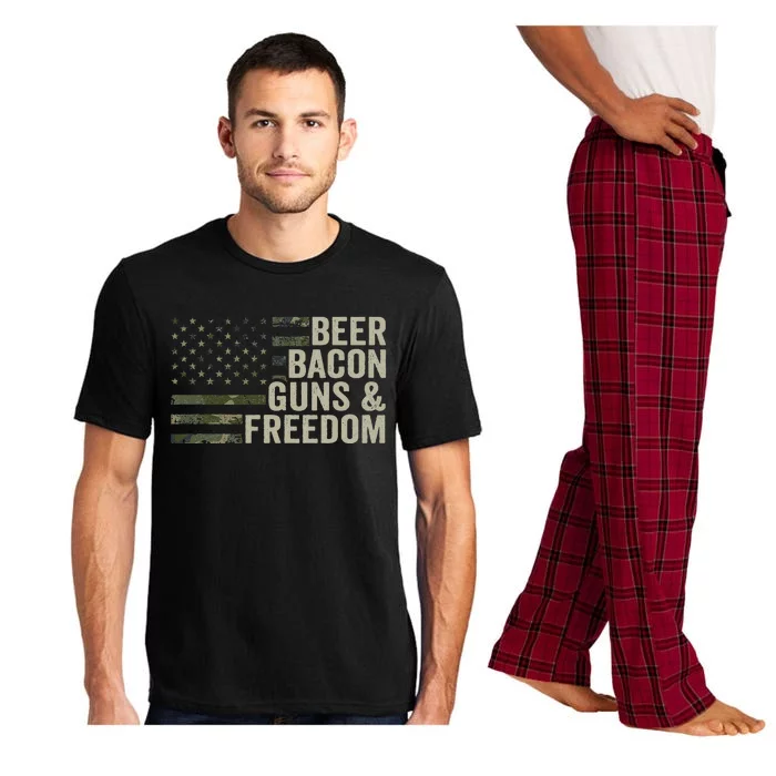 BEER BACON GUNS & FREEDOM - Funny BBQ Drinking Gun Camo Pajama Set