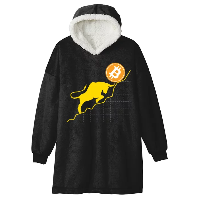 Bitcoin Bull Graph Bullish BTC Crypto Hooded Wearable Blanket