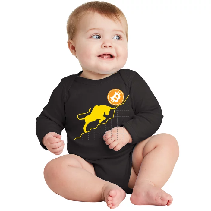 Bitcoin Bull Graph Bullish BTC Crypto Baby Long Sleeve Bodysuit