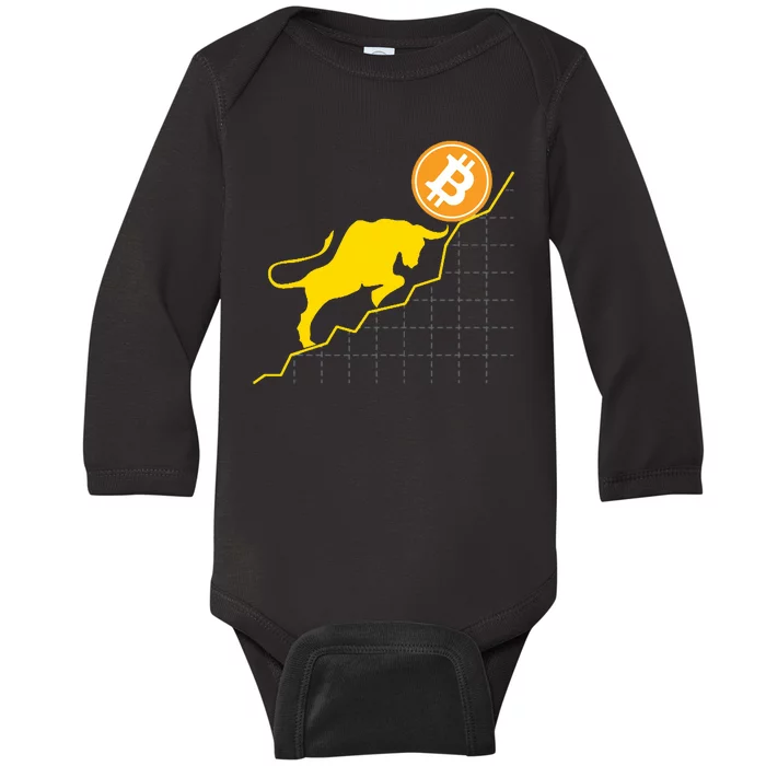 Bitcoin Bull Graph Bullish BTC Crypto Baby Long Sleeve Bodysuit