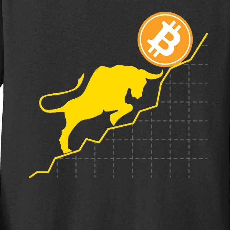 Bitcoin Bull Graph Bullish BTC Crypto Kids Long Sleeve Shirt