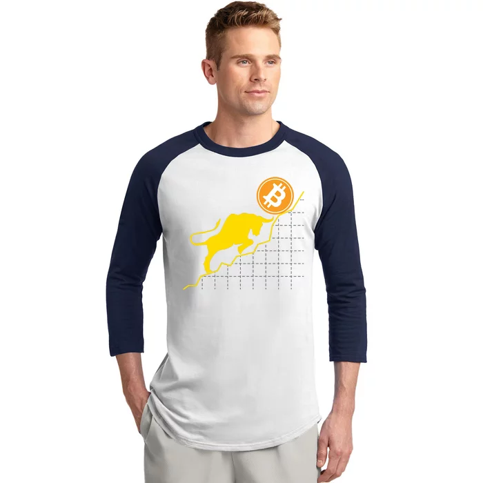 Bitcoin Bull Graph Bullish BTC Crypto Baseball Sleeve Shirt