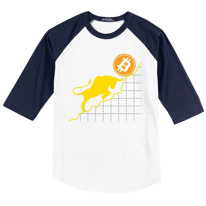 Bitcoin Bull Graph Bullish BTC Crypto Baseball Sleeve Shirt