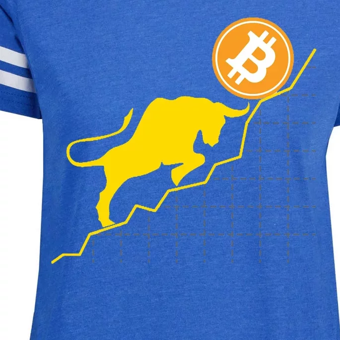 Bitcoin Bull Graph Bullish BTC Crypto Enza Ladies Jersey Football T-Shirt