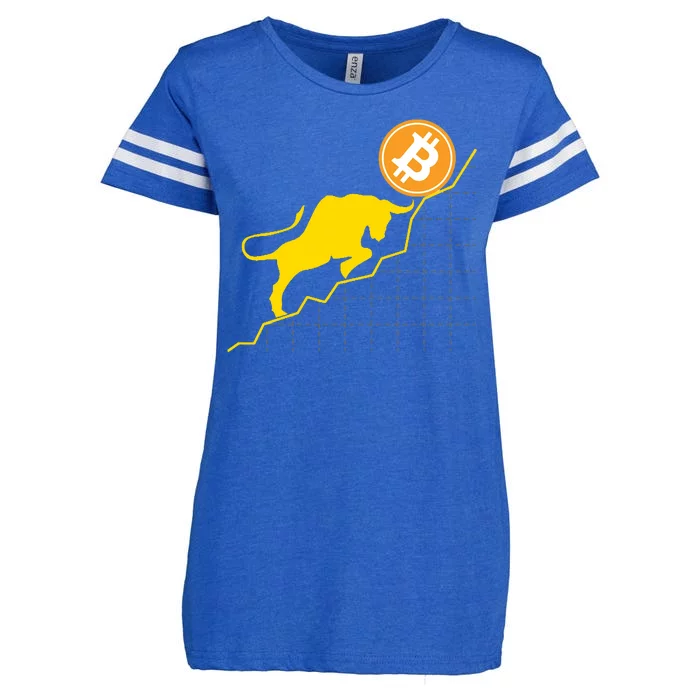 Bitcoin Bull Graph Bullish BTC Crypto Enza Ladies Jersey Football T-Shirt