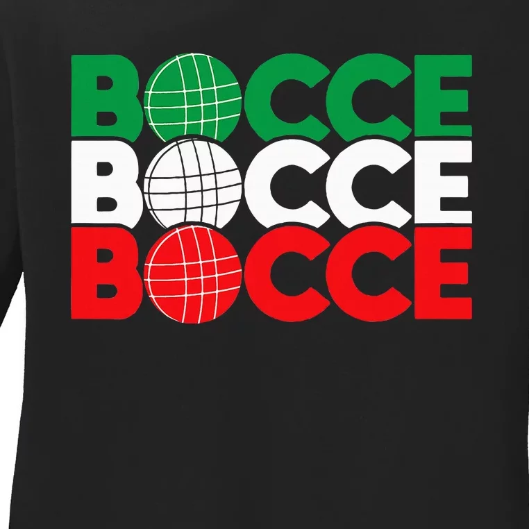 Bocce Ball Game Enthusiast Lawn Bowling Boule Boccia Ladies Long Sleeve Shirt