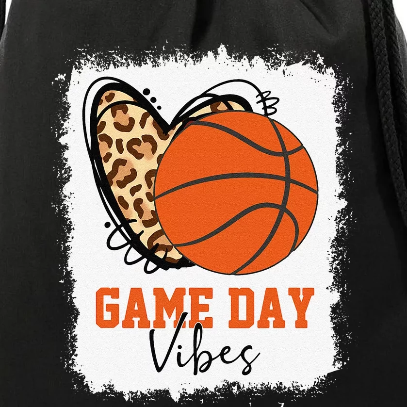 Bleached Basketball Game Day Vibes Basketball Mom Game Day Drawstring Bag