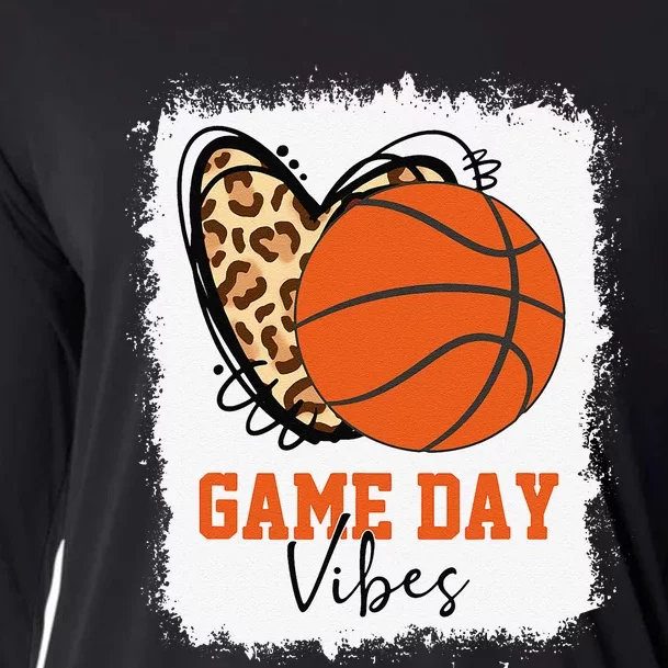 Bleached Basketball Game Day Vibes Basketball Mom Game Day Cooling Performance Long Sleeve Crew