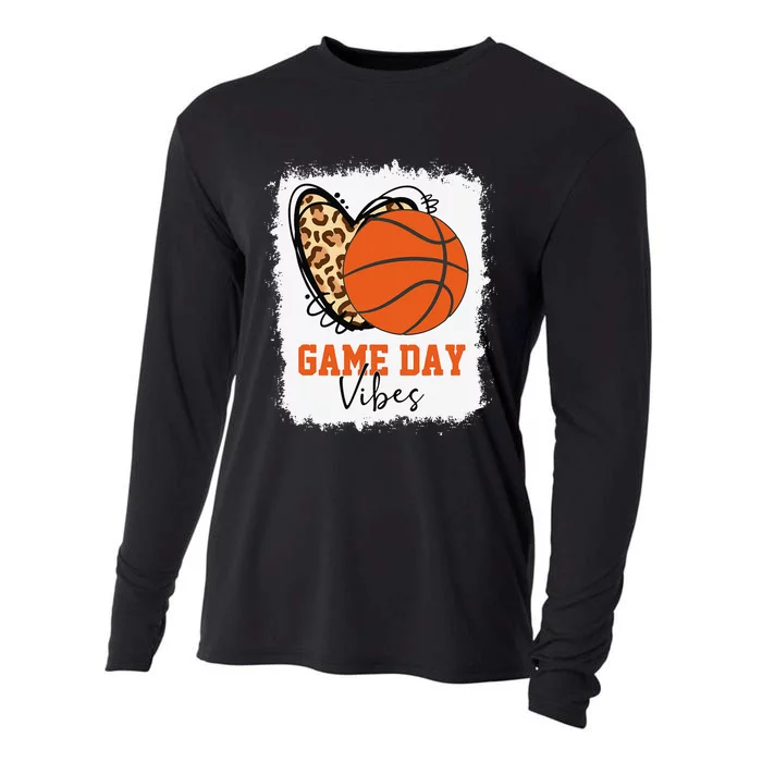 Bleached Basketball Game Day Vibes Basketball Mom Game Day Cooling Performance Long Sleeve Crew