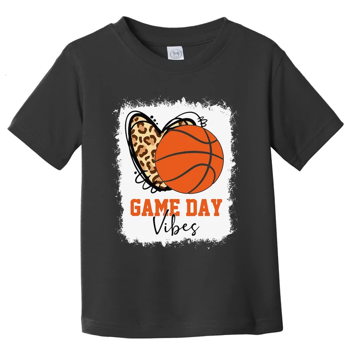 Bleached Basketball Game Day Vibes Basketball Mom Game Day Toddler T-Shirt