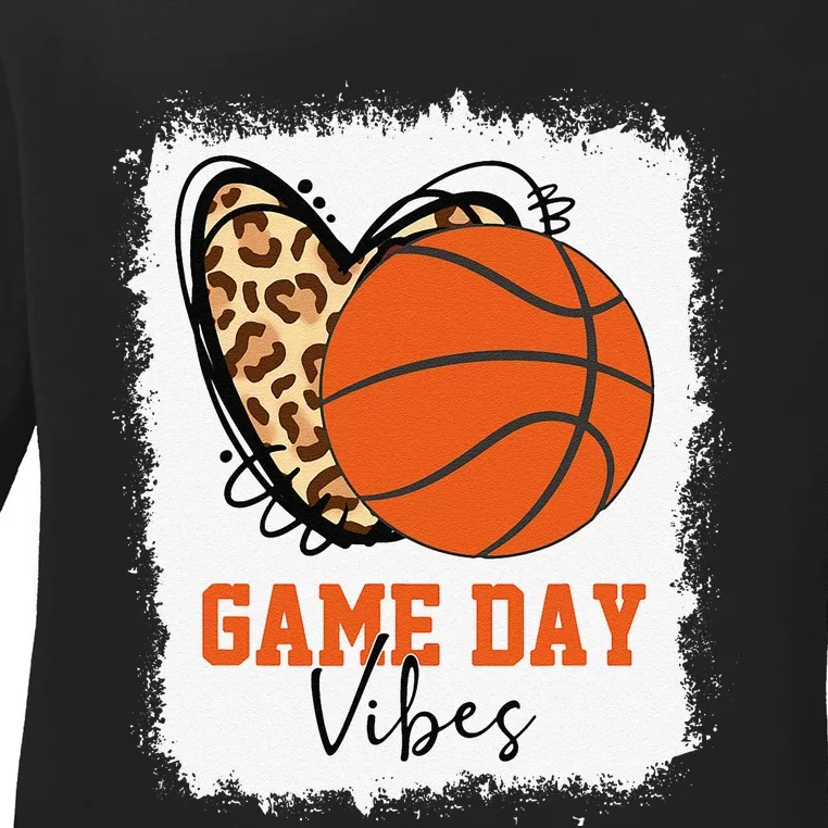 Bleached Basketball Game Day Vibes Basketball Mom Game Day Ladies Long Sleeve Shirt