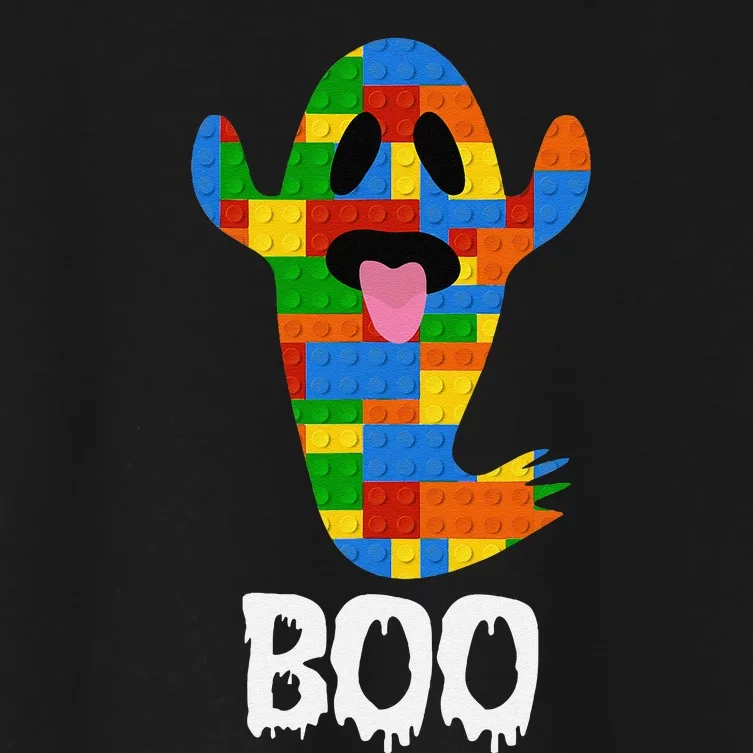 Building Blocks Ghost Boo Master Builder Halloween Women's Crop Top Tee